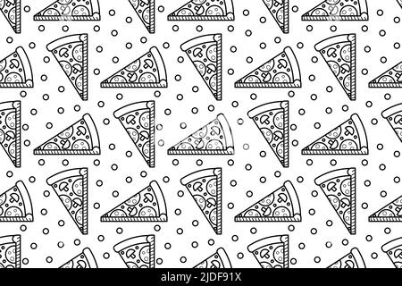 Pizza Slice seamless pattern on white background Stock Vector