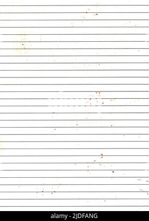 High resolution large image of used, worn out line graph paper texture background scan with color stain spots from writing with markers, weathered old Stock Photo