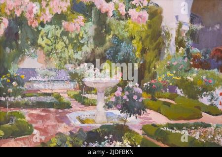 Joaquin Sorolla y Bastida (1863-1923). Garden of the house of Sorolla. 1918-1919. Oil on canvas. 64 x 95cm.     Joaquin Sorolla y Bastida was a Spanis Stock Photo