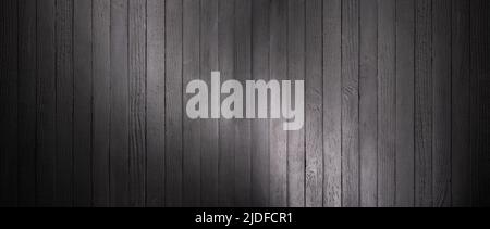 Dark wood background, old black wood texture for background. White spot light on black wood texture Stock Photo