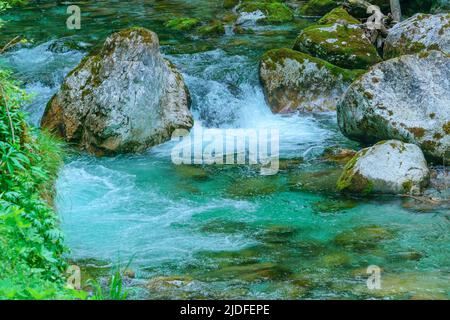 Amazing Soca river gorge in Slovenian Alps. Great Soca Gorge (Velika ...