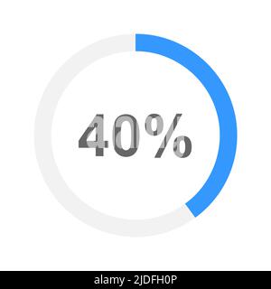 40 percent loading data icon set. Forty circle diagram, pie donut chart ...