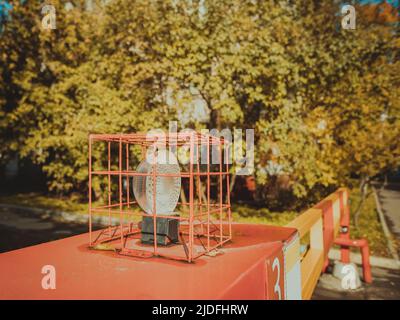 Close up of automatic boom barrier gate entrance Stock Photo