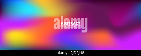 Abstract colorful liquid rainbow colors background. Bright blurred multicolor holographic creative banner design. Futuristic colorful wide abstract Stock Vector