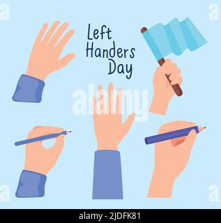 five left handers day icons Stock Vector