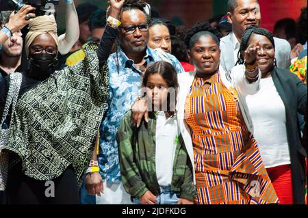 Vice-president elect Francia Marquez during the campaign celebration of Gustavo Petro who won the second round of presidential elections in Colombia a Stock Photo