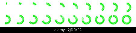 Round progress bars set. Process, loading, waiting, downloading, battery charging signs. Infographic elements for website interface animation isolated on white background. Vector flat illustration Stock Vector