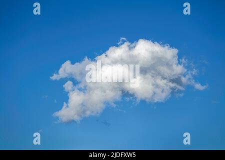 Beautiful cloudscape of nature single white cloud on blue sky background in daytime Stock Photo