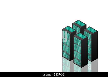Mainframe, powered server, high technology concept, data center, cloud data storage isometric vector illustration. Stock Vector