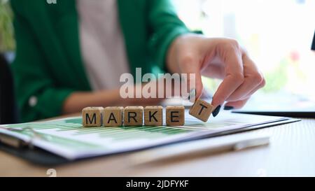 Market word made with wooden cubes in row Stock Photo