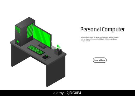 Isometric personal computer. Illustration suitable for advertising and promotion Stock Vector