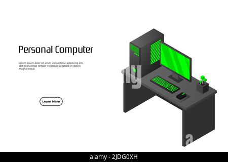 Isometric personal computer. Illustration suitable for advertising and promotion Stock Vector