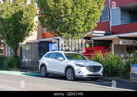 2018 white Mazda CX9 vehicle car parked in a Sydney street in Mona Vale,NSW,Australia, photo taken June 2022 Stock Photo