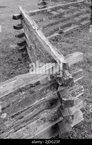 Split-rail wooden fence on Bowen island, British Columbia, Canada Stock Photo