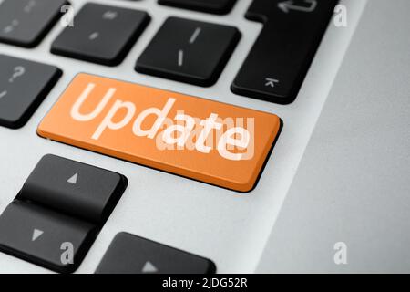 Button with word UPDATE on modern computer keyboard, closeup Stock Photo