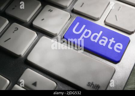Button with word UPDATE on modern computer keyboard, closeup Stock Photo