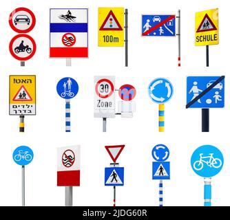 Set of traffic signs isolated on white Stock Photo
