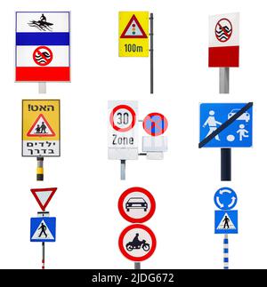 Set of traffic signs isolated on white Stock Photo