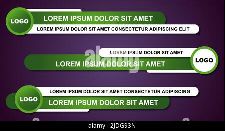 Modern stylish lower third banner template design. Graphic set of Broadcast News Lower Thirds Banner for Television. Vector video headline title. Vect Stock Vector