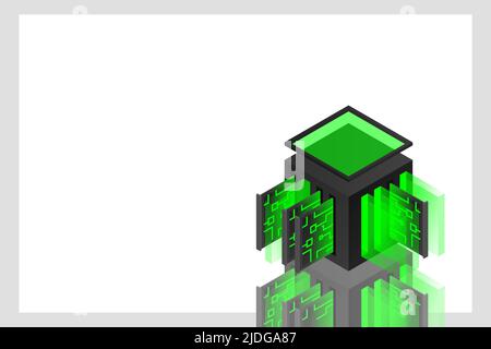 Data center isometric icon, database and cloud data storage concept, PCB slot, server room, cloud computing, 3d vector illustration. Stock Vector