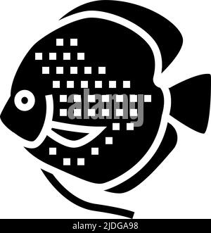 discus fish glyph icon vector illustration Stock Vector