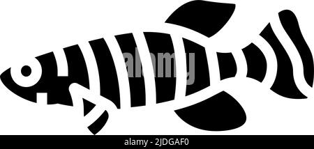 killifish aquarium fish glyph icon vector illustration Stock Vector