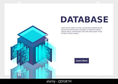 Data center isometric icon, database and cloud data storage concept, PCB slot, server room, cloud computing, 3d vector illustration. Stock Vector
