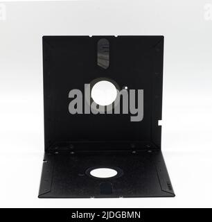 Vintage Floppy Disk 5.25 inch. Retro storage technology on white background. Stock Photo