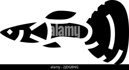 guppy fish glyph icon vector illustration Stock Vector