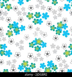Ditsy floral blue vector seamless pattern background. For fashion fabric, textile, scrapbooking, packaging, invitations background. Allover print Stock Vector
