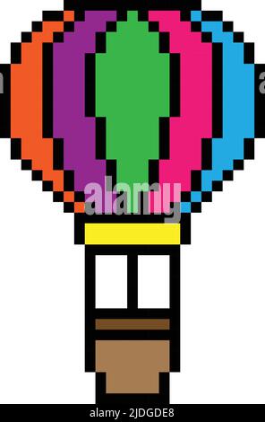 Hot air balloon Pixel art. Vector illustration of Hot air balloon pixel art Stock Vector