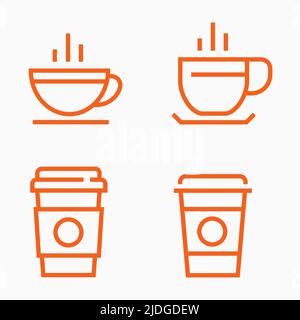 Coffee cup line icon set. Editable stroke. Vector illustration. Stock Vector
