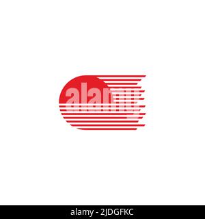 Retro background rising red sun rays, Japan sun flag rays Stock Vector ...