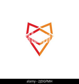 abstract fox head polygon colorful logo vector Stock Vector