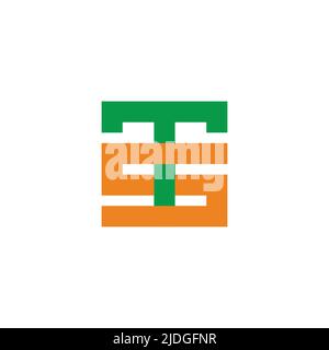 letter ts simple linked geometric line colorful logo vector Stock Vector