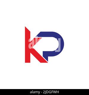 letter kp linked colorful geometric line logo vector Stock Vector
