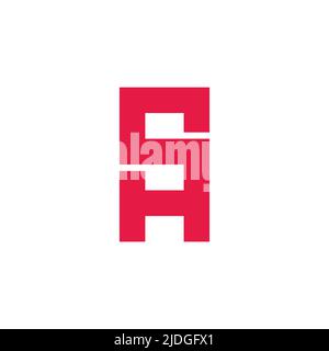 letter sh linked geometric line red logo vector Stock Vector