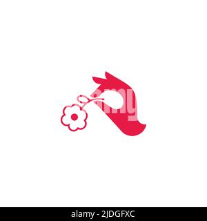 pink hand holding flower beauty symbol decoration logo vector Stock Vector