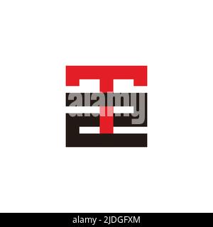 letter t2 simple linked geometric line colorful logo vector Stock Vector