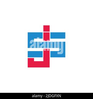 letter sj simple geometric linear colorful logo vector Stock Vector