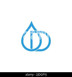 letter d drop blue water line geometric logo vector Stock Vector
