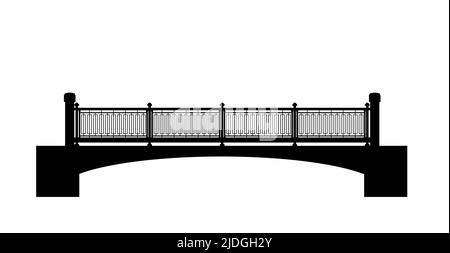 Urban Bridge silhouette. Transport road construction. Isolated on white background. Vector Stock Vector