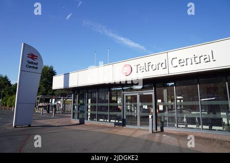 A general view at Telford Central Station in Shropshire, as members of the Rail, Maritime and Transport union begin their nationwide strike in a bitter dispute over pay, jobs and conditions. Picture date: Tuesday June 21, 2022. Stock Photo