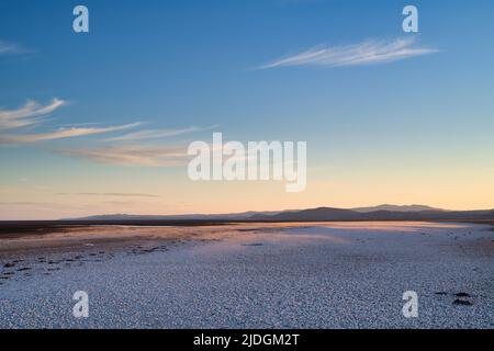 Sand and cockle shells on a windy evening at sunset.  Southerness Beach, Dumfries and Galloway, Scotland Stock Photo