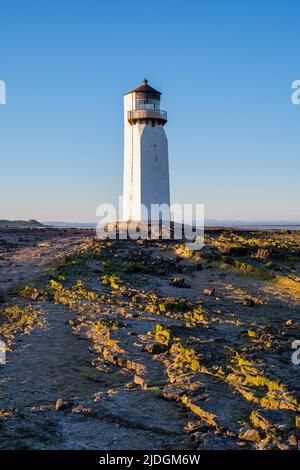 Southerness lighthouse in evening light. Dumfries and Galloway, Scotland Stock Photo