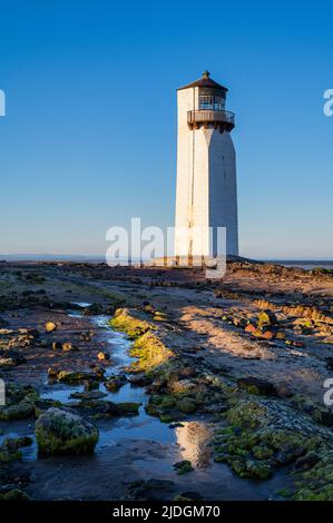 Southerness lighthouse in evening light. Dumfries and Galloway, Scotland Stock Photo