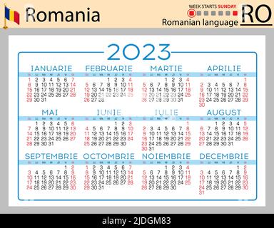 Romanian horizontal pocket calendar for 2023 (two thousand twenty three