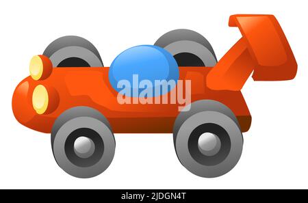 Racing car small cartoon color vector illustration, horizontal, over white, isolated Stock Vector