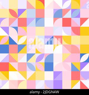 Modern colorful geometric seamless pattern. Abstract background with vibrant colors of pink, purple, yellow, blue, red. Cover design template for Stock Vector