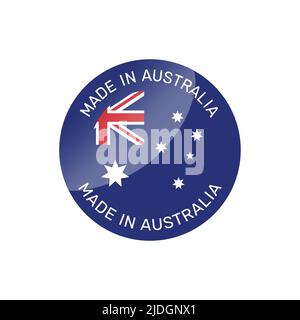 Made in Australia colorful vector badge. Label sticker with Australian flag. Stock Vector